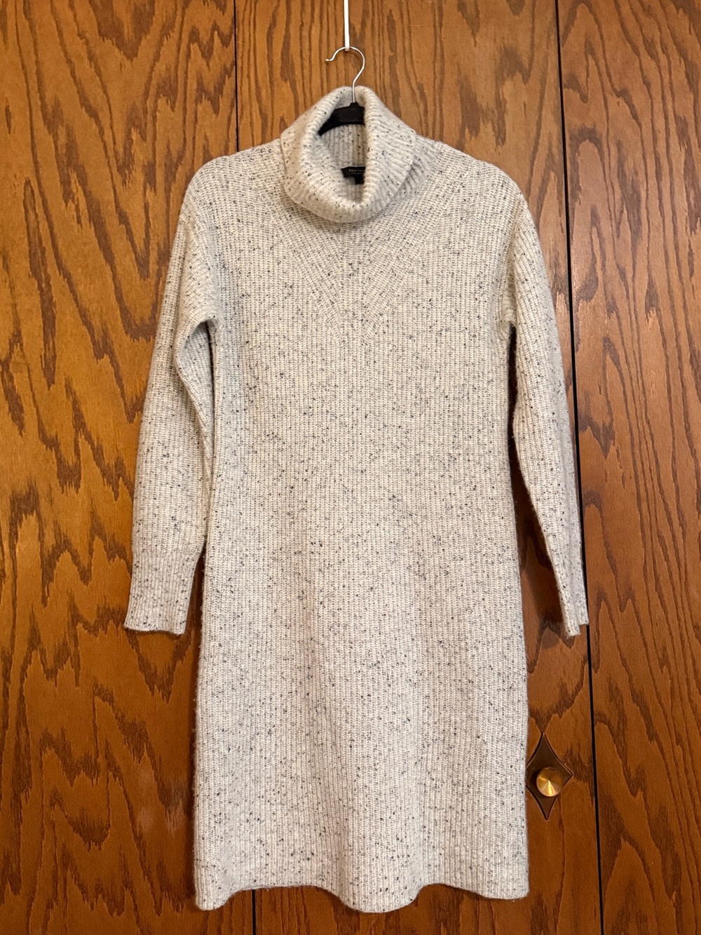 Ann Taylor 100% Cashmere Gray Flecked Turtle Neck Sweater Dress S